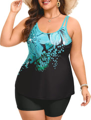 Arolina Tankini Swimsuits for Women Tummy Control Two Piece Bathing Suits Flowy Swim Tops with Boy Shorts