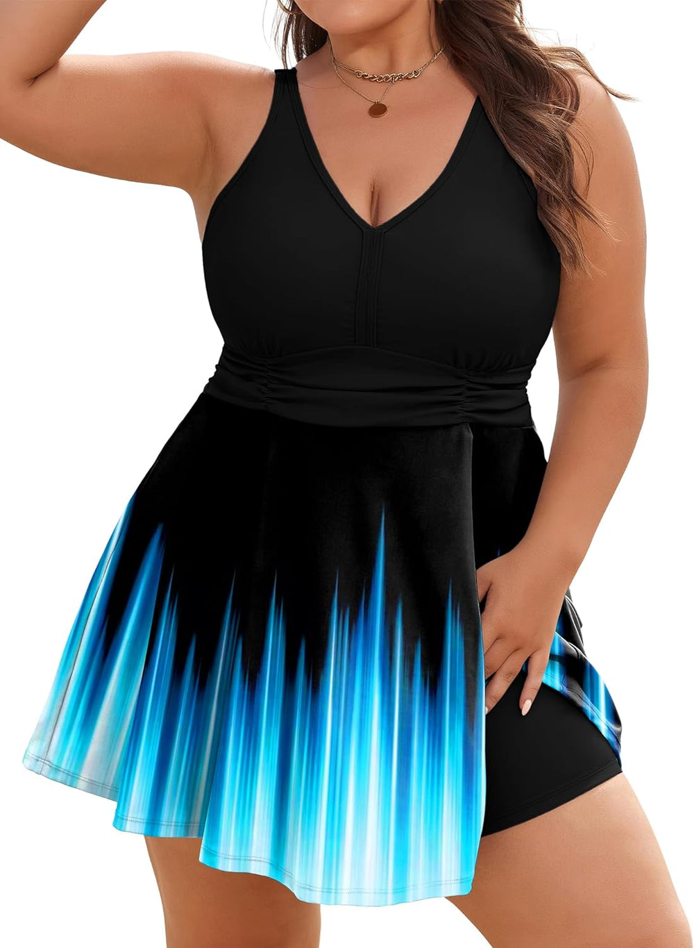 Arolina Women's Plus Size Tankini Swimsuits Two Piece Tummy Control Bathing Suits Hide Belly Swim Dress with Boy Shorts