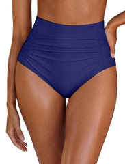 Arolina Womens High Waisted Bikini BottomsTummy Control Swim Bottom Ruched Full Coverage Retro Bathing Suit Bottoms