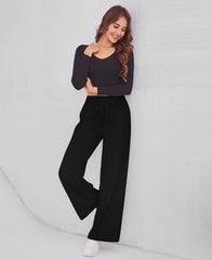 Arolina Womens Wide Leg Pants Elastic Waist Trousers Casual Palazzo Pants with Pockets