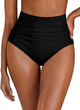 Arolina Womens High Waisted Bikini BottomsTummy Control Swim Bottom Ruched Full Coverage Retro Bathing Suit Bottoms