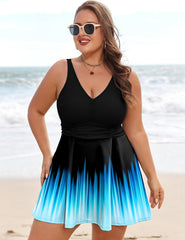 Arolina Women's Plus Size Tankini Swimsuits Two Piece Tummy Control Bathing Suits Hide Belly Swim Dress with Boy Shorts