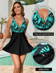 Arolina Women's One Piece Swimsuit Tummy Control Bathing Suit U Wire Slimming Swim Dress Plus Size Body Shaping Swimwear