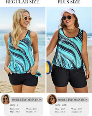 Arolina Blouson Tankini Swimsuits for Women Two Piece Modest Bathing Suit (S-24W)