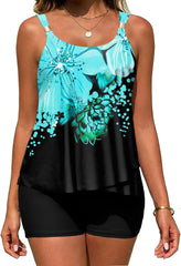 Arolina Womens Two Piece Swimsuit Ruffle High Waisted Tankinis Flowy Bathing Suit Modest Swimwear with Pockets (S-26W)