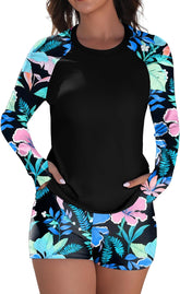 Arolina Womens Rash Guard 2 Piece Long Sleeve Swimsuits Plus Size Bathing Suits UPF 50+ Swim Shirt with Shorts