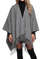 Arolina Women’s Warm Fringed Poncho Shawl for Fall & Winter