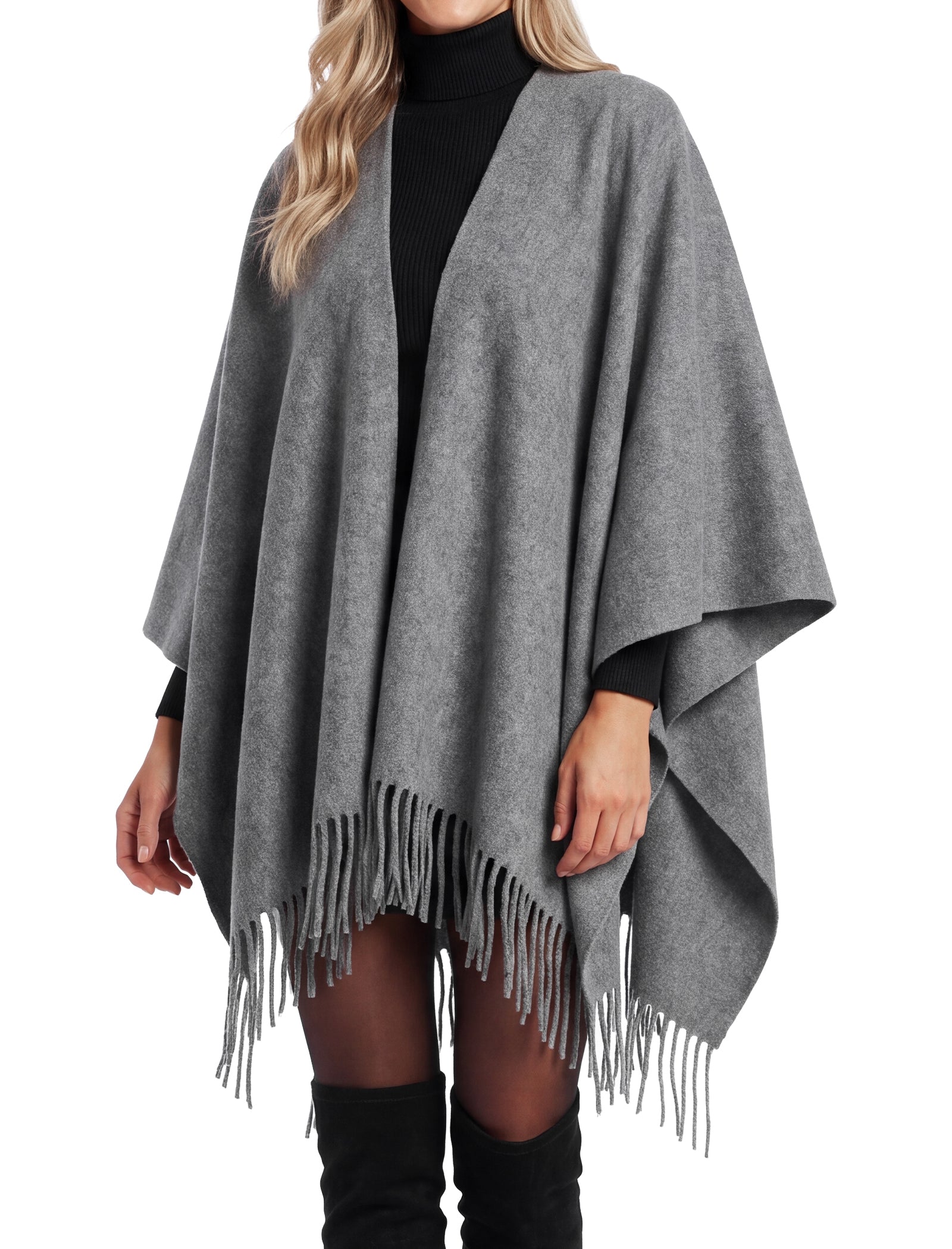 Arolina Women’s Warm Fringed Poncho Shawl for Fall & Winter