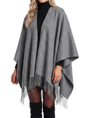 Arolina Women’s Warm Fringed Poncho Shawl for Fall & Winter