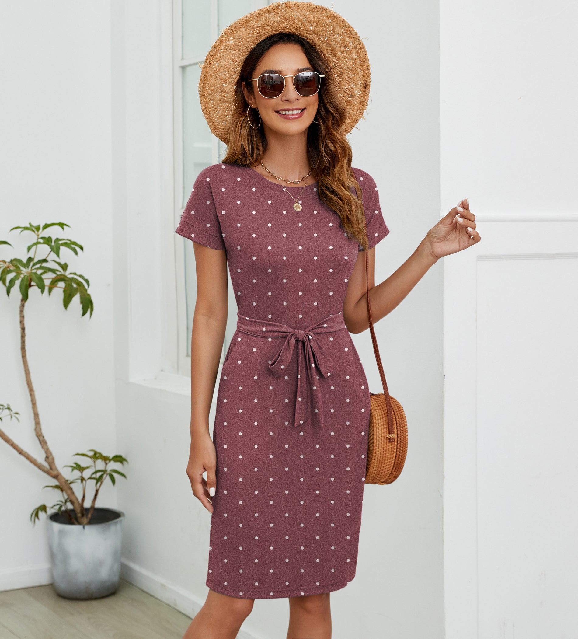 Womens Summer Short Sleeve Striped T Shirt Dress