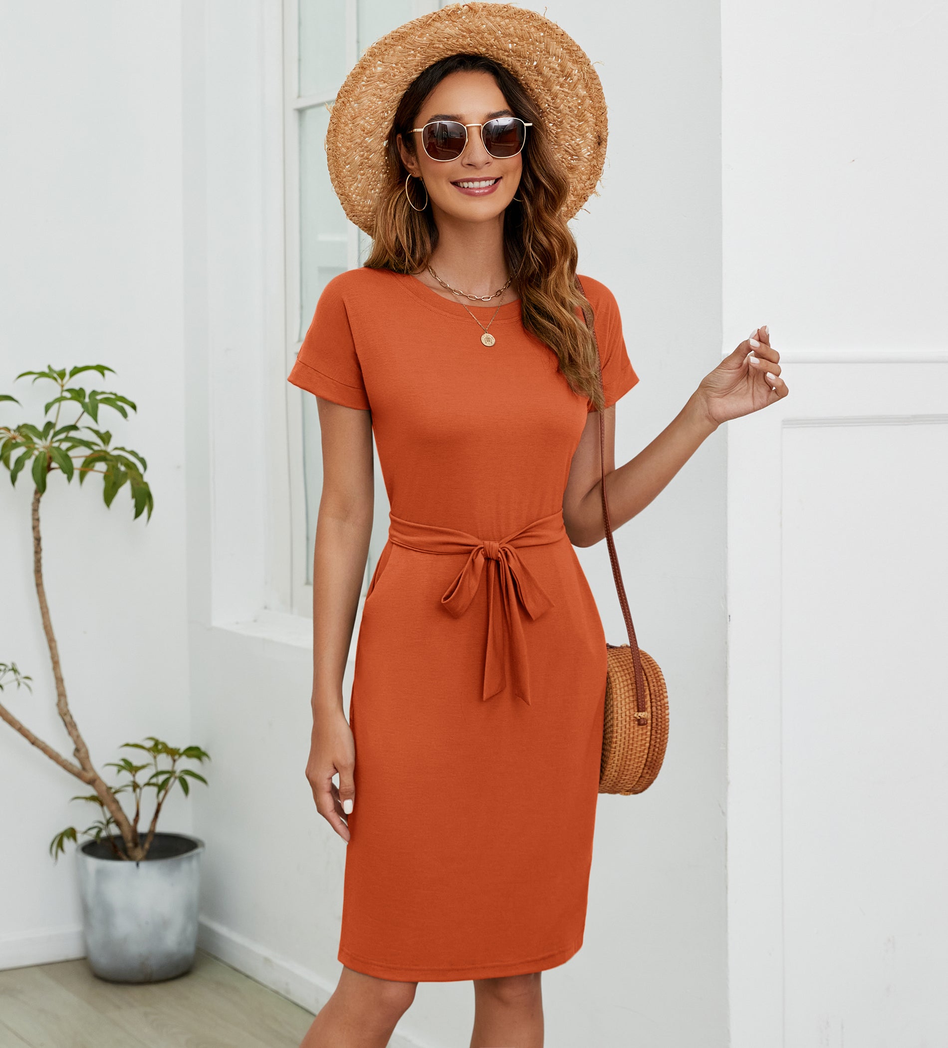 Womens Summer Short Sleeve Striped T Shirt Dress