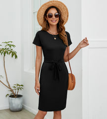 Womens Summer Short Sleeve Striped T Shirt Dress