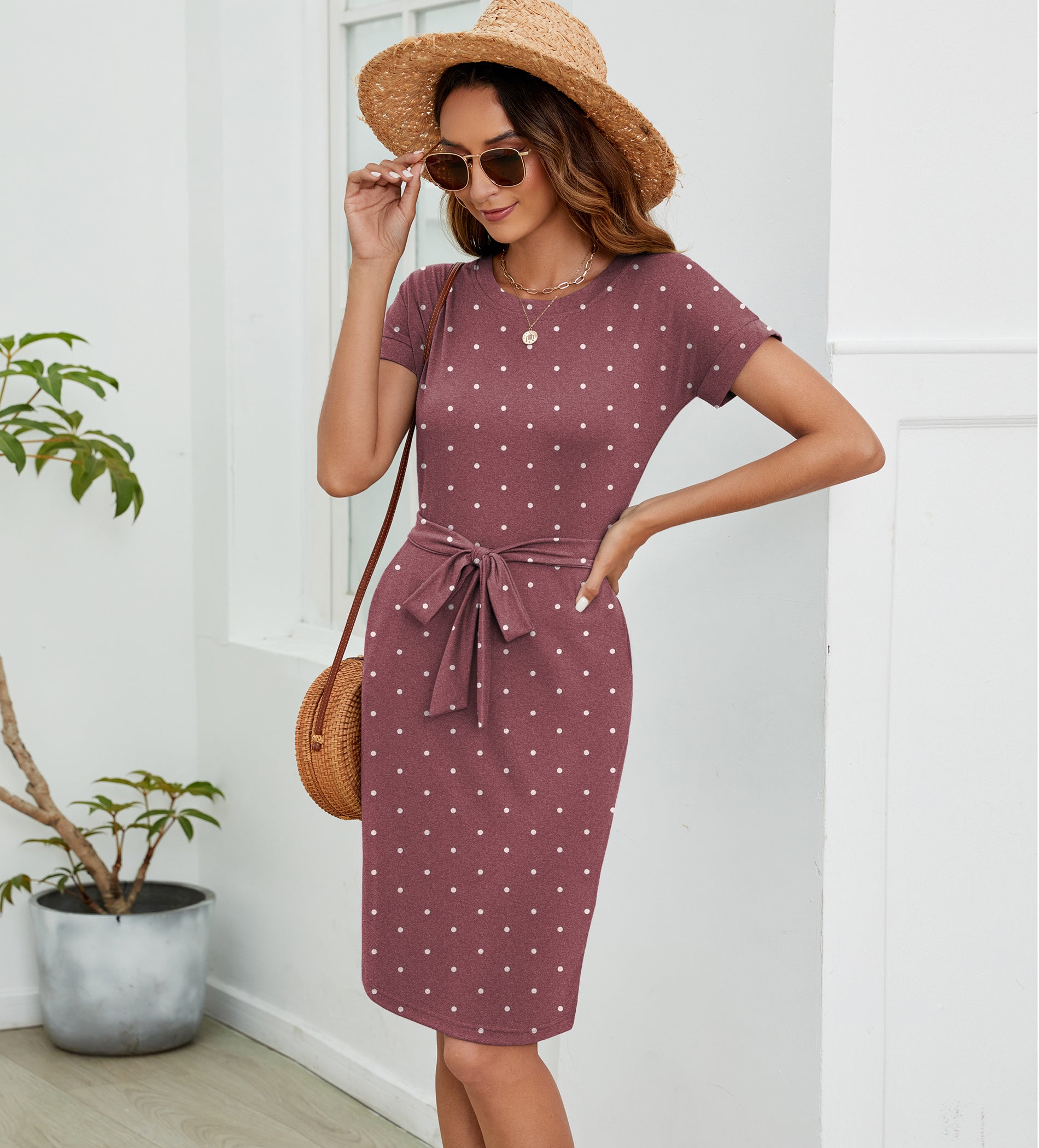 Womens Summer Short Sleeve Striped T Shirt Dress