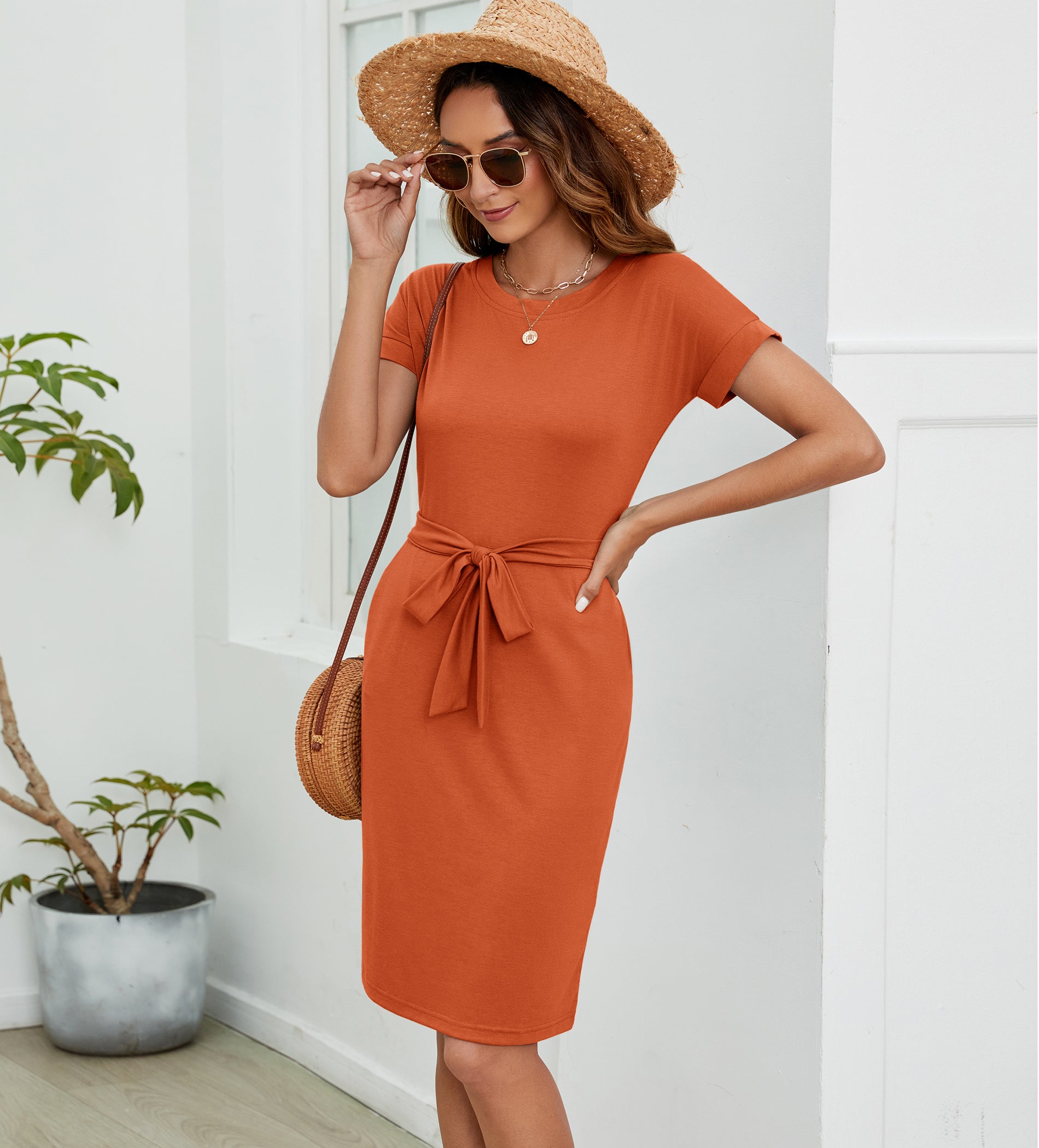 Womens Summer Short Sleeve Striped T Shirt Dress