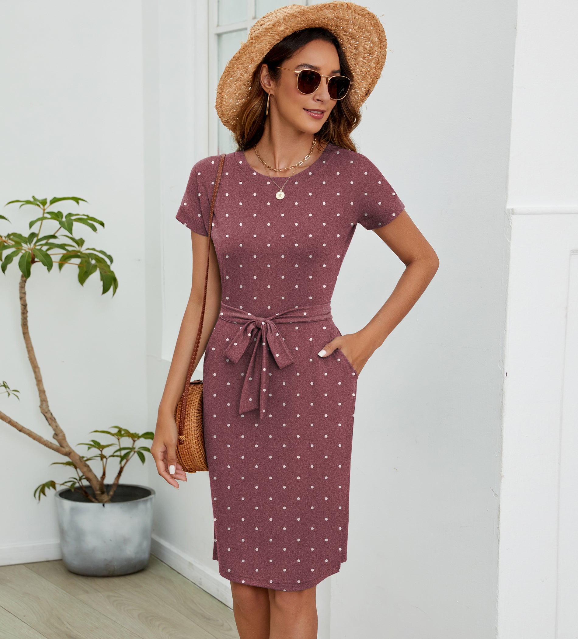 Womens Summer Short Sleeve Striped T Shirt Dress