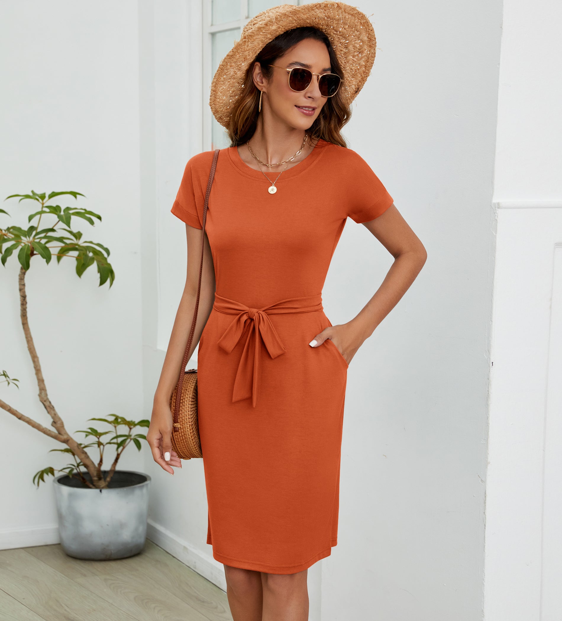 Womens Summer Short Sleeve Striped T Shirt Dress