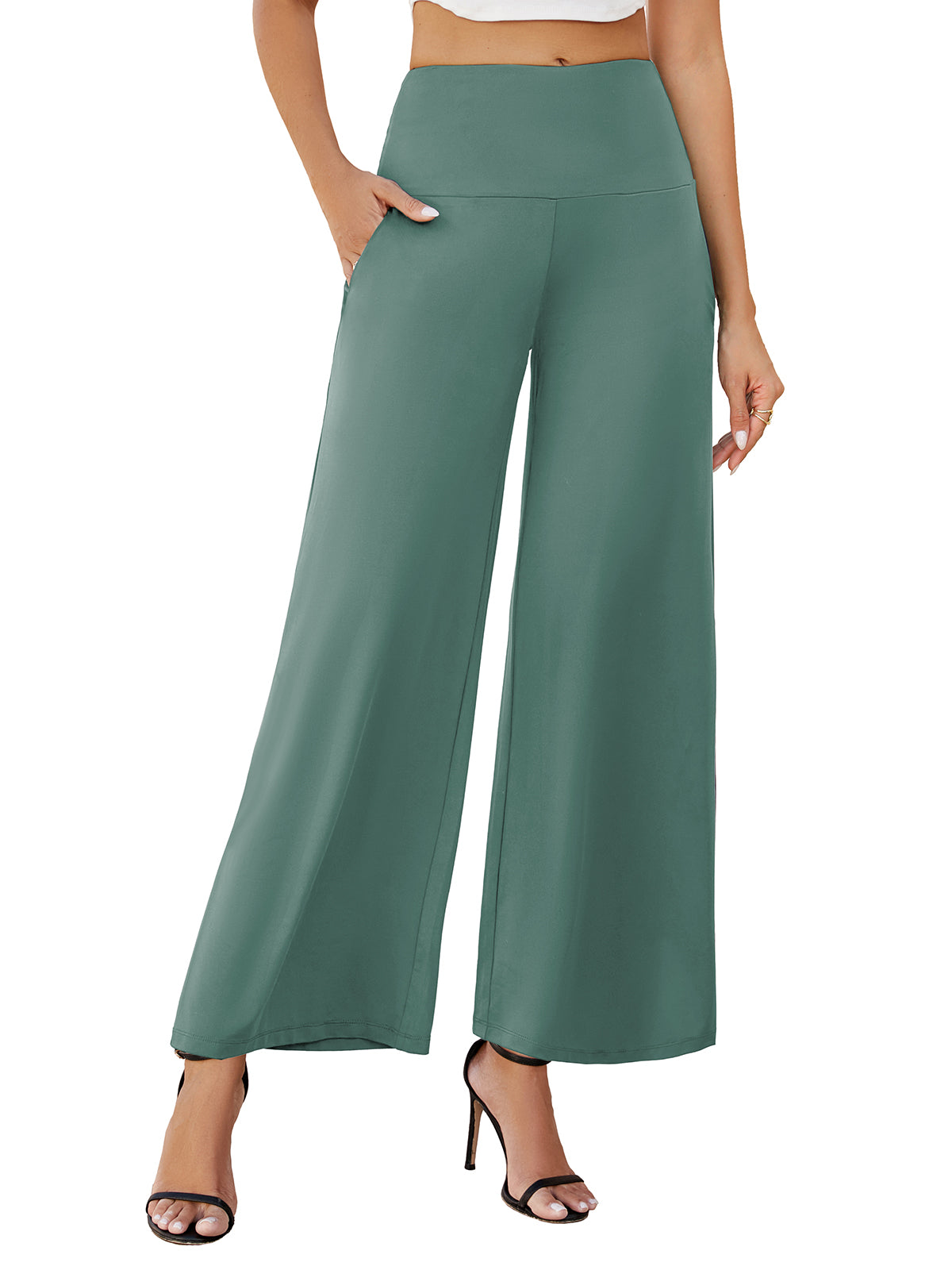 Women's Stretchy Wide Leg Palazzo Lounge Pants