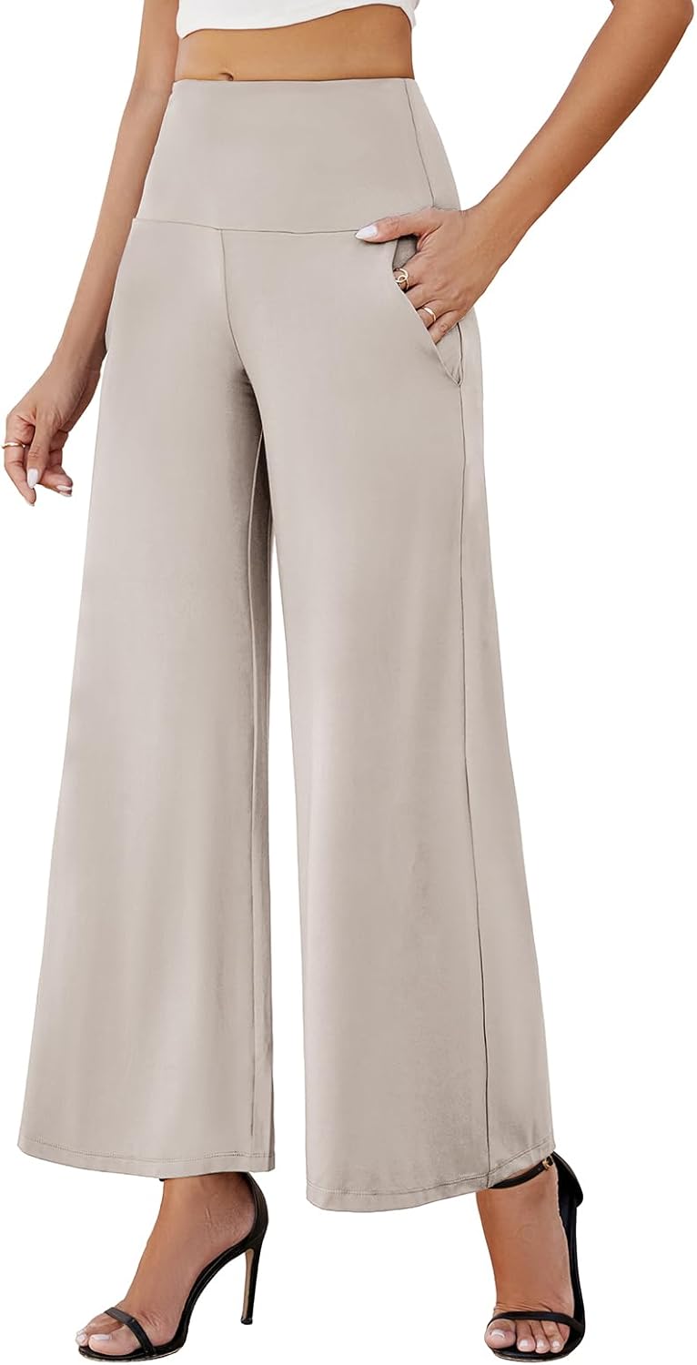 Arolina Women's Stretchy Wide Leg Palazzo Lounge Pants with Pockets Casual Comfy High Waist Palazzo Pants for Women Dressy