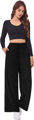 Arolina Womens Wide Leg Pants Elastic Waist Trousers Casual Palazzo Pants with Pockets