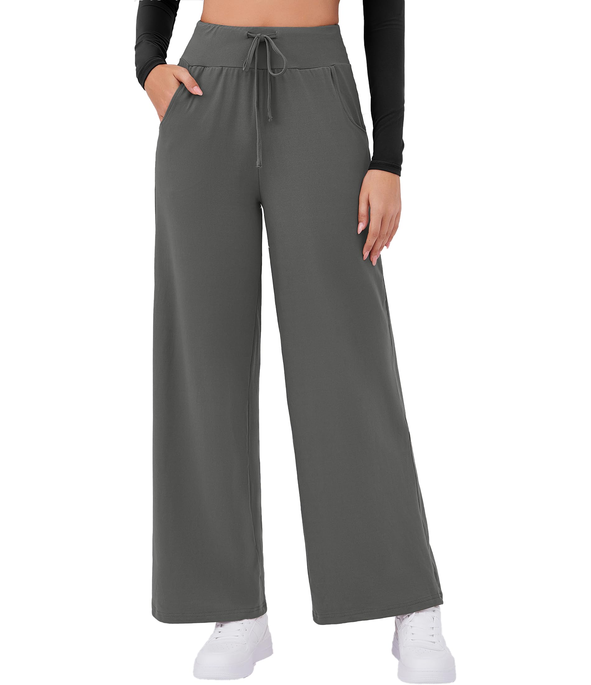 Arolina Women's Wide Leg Pants Casual High Waist Drawstring Palazzo Pants Flowy Drapey Lounge Sweatpants with Pockets