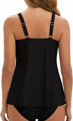 Tankini Tops for Women Flowy Removable Padded Swim Top Only Loose Fit Modest Swimsuits No Bottom (S-24W)