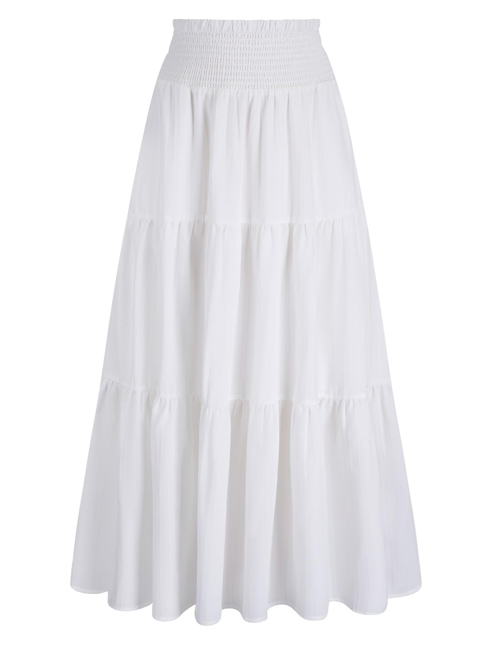 Arolina Women's Summer Maxi Skirt Flowy Smocked High Waist Boho Long Skirts | With pockets, Casual, Ankle length, Lined to prevent see-through, Tiered, Has texture, Lightweight, Soft, Loose, Elastic