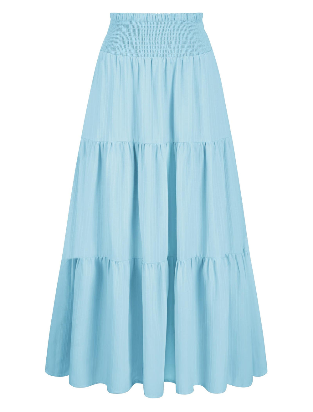 Arolina Women's Summer Maxi Skirt Flowy Smocked High Waist Boho Long Skirts | With pockets, Casual, Ankle length, Lined to prevent see-through, Tiered, Has texture, Lightweight, Soft, Loose, Elastic