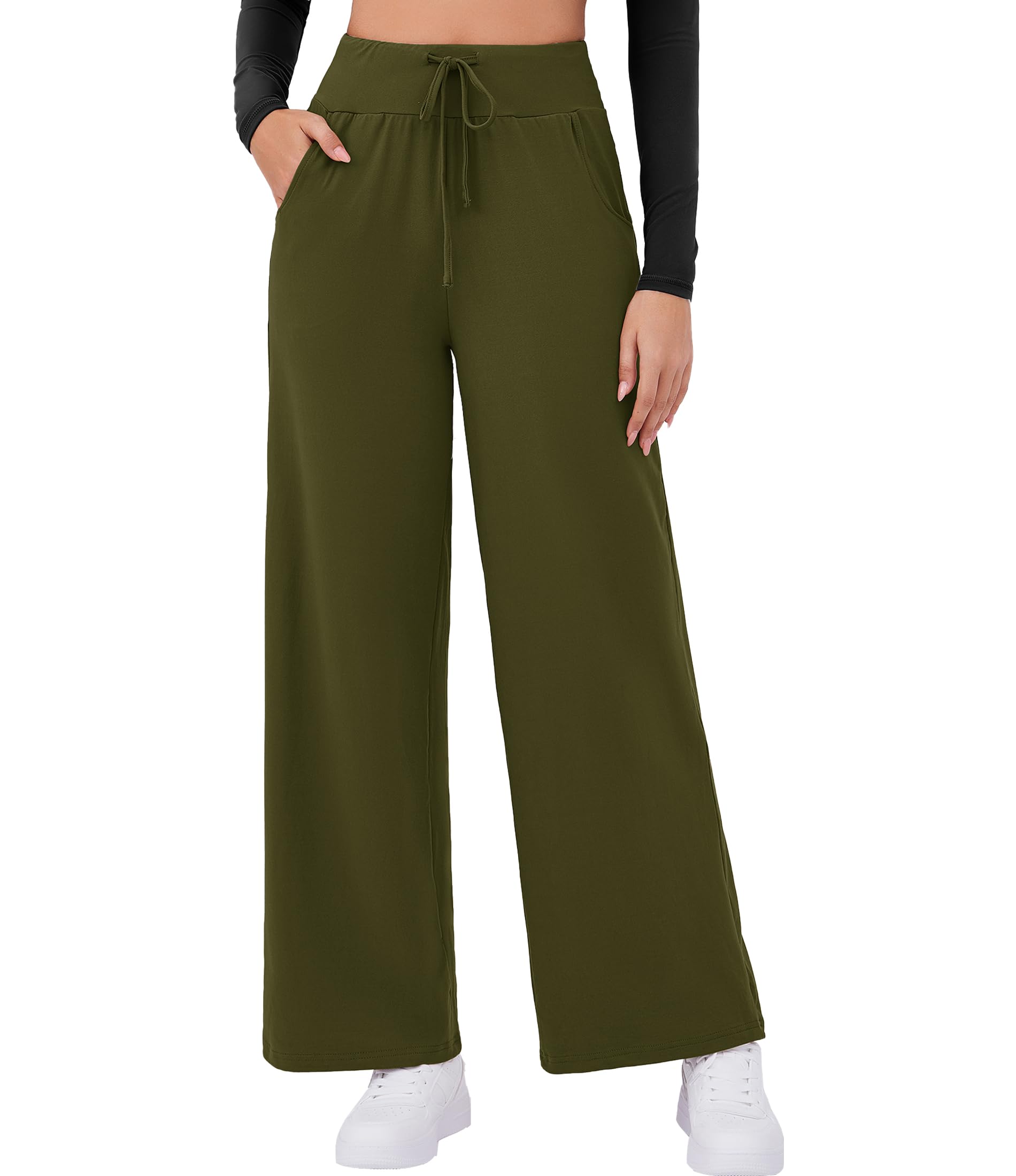 Arolina Women's Wide Leg Pants Casual High Waist Drawstring Palazzo Pants Flowy Drapey Lounge Sweatpants with Pockets