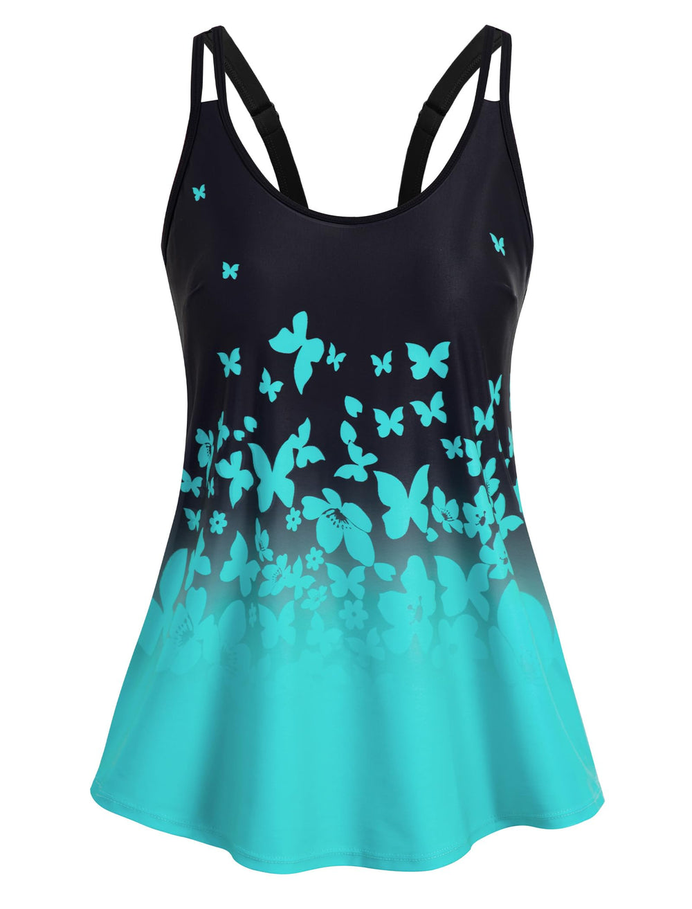 Tankini Tops for Women Flowy Removable Padded Swim Top Only Loose Fit Modest Swimsuits No Bottom (S-24W)