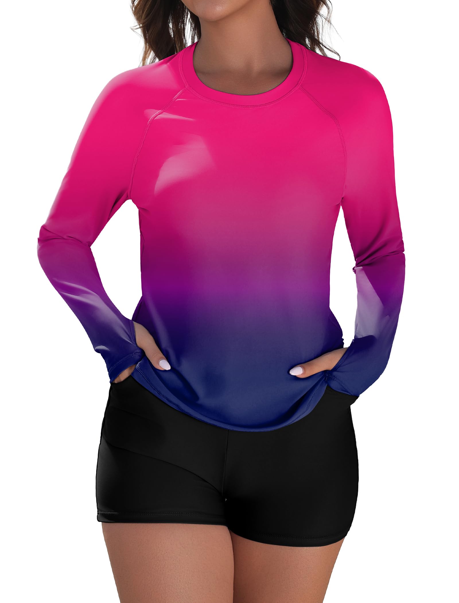 Arolina Womens Rash Guard 2 Piece Long Sleeve Swimsuits Plus Size Bathing Suits UPF 50+ Swim Shirt with Shorts