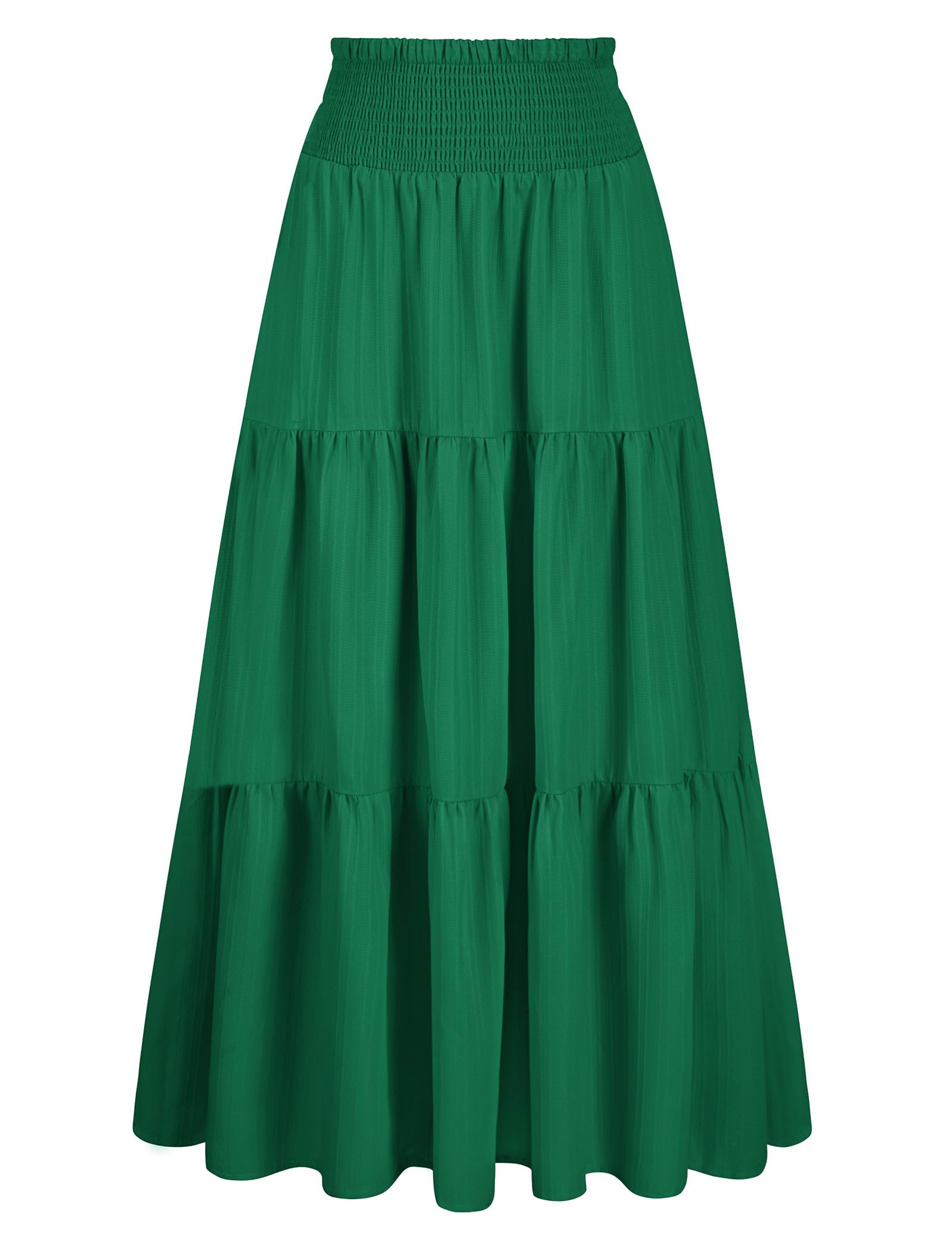 Arolina Women's Summer Maxi Skirt Flowy Smocked High Waist Boho Long Skirts | With pockets, Casual, Ankle length, Lined to prevent see-through, Tiered, Has texture, Lightweight, Soft, Loose, Elastic