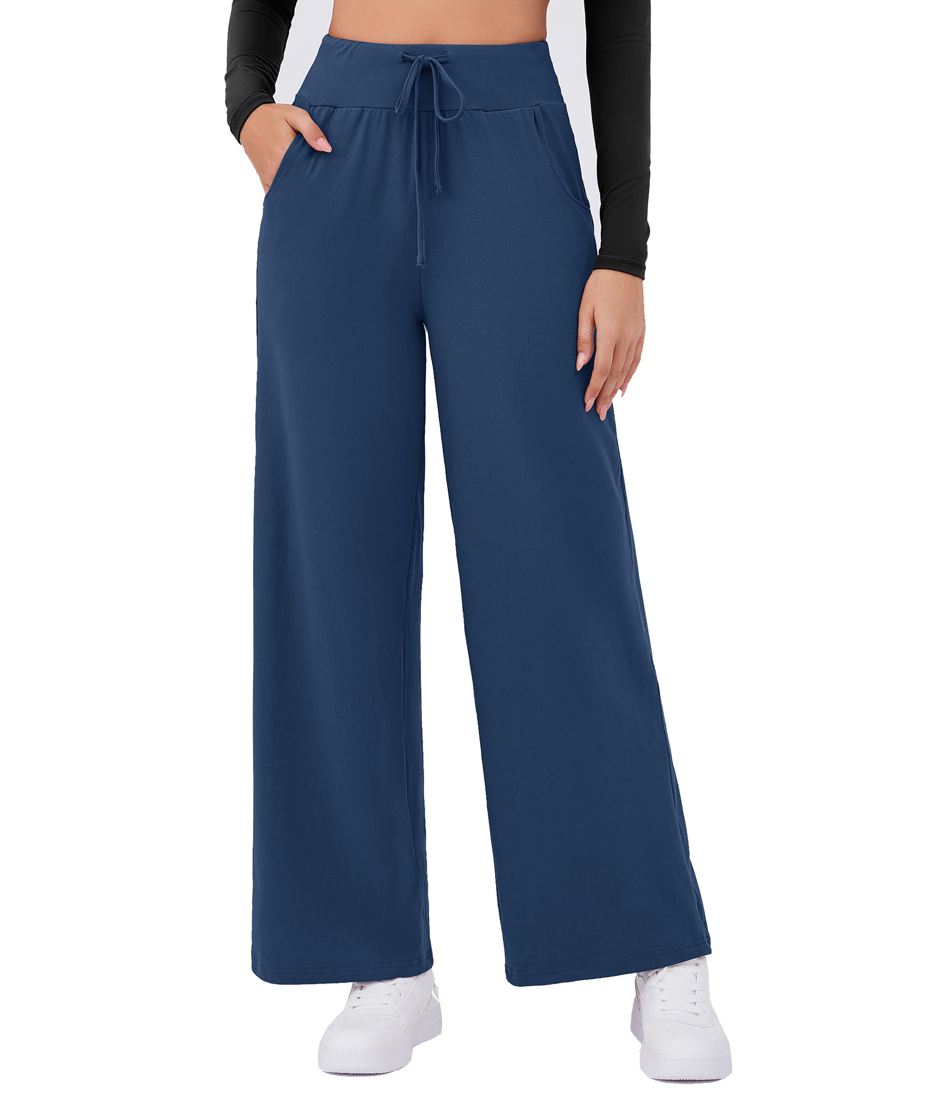 Arolina Women's Wide Leg Pants Casual High Waist Drawstring Palazzo Pants Flowy Drapey Lounge Sweatpants with Pockets