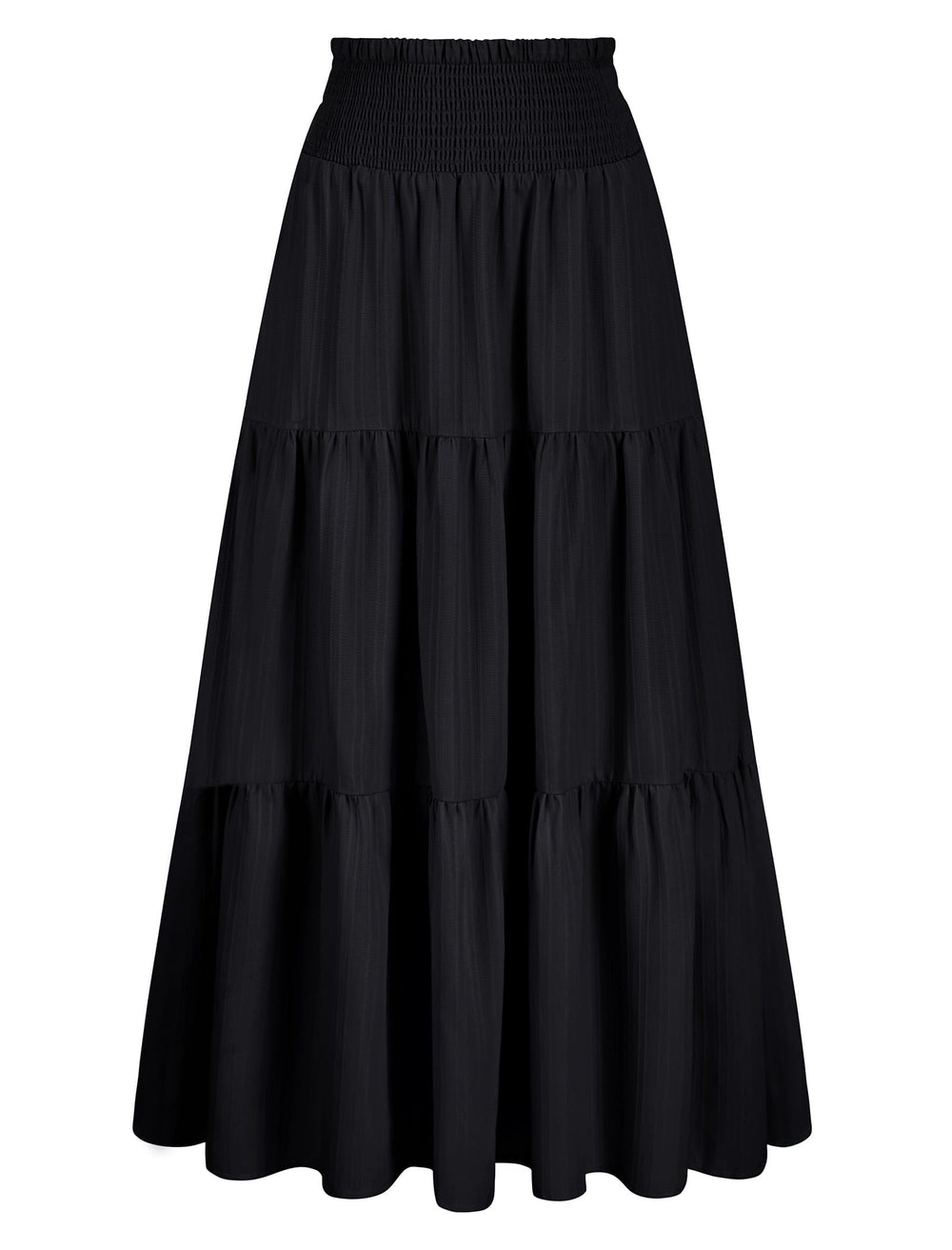 Arolina Women's Summer Maxi Skirt Flowy Smocked High Waist Boho Long Skirts | With pockets, Casual, Ankle length, Lined to prevent see-through, Tiered, Has texture, Lightweight, Soft, Loose, Elastic