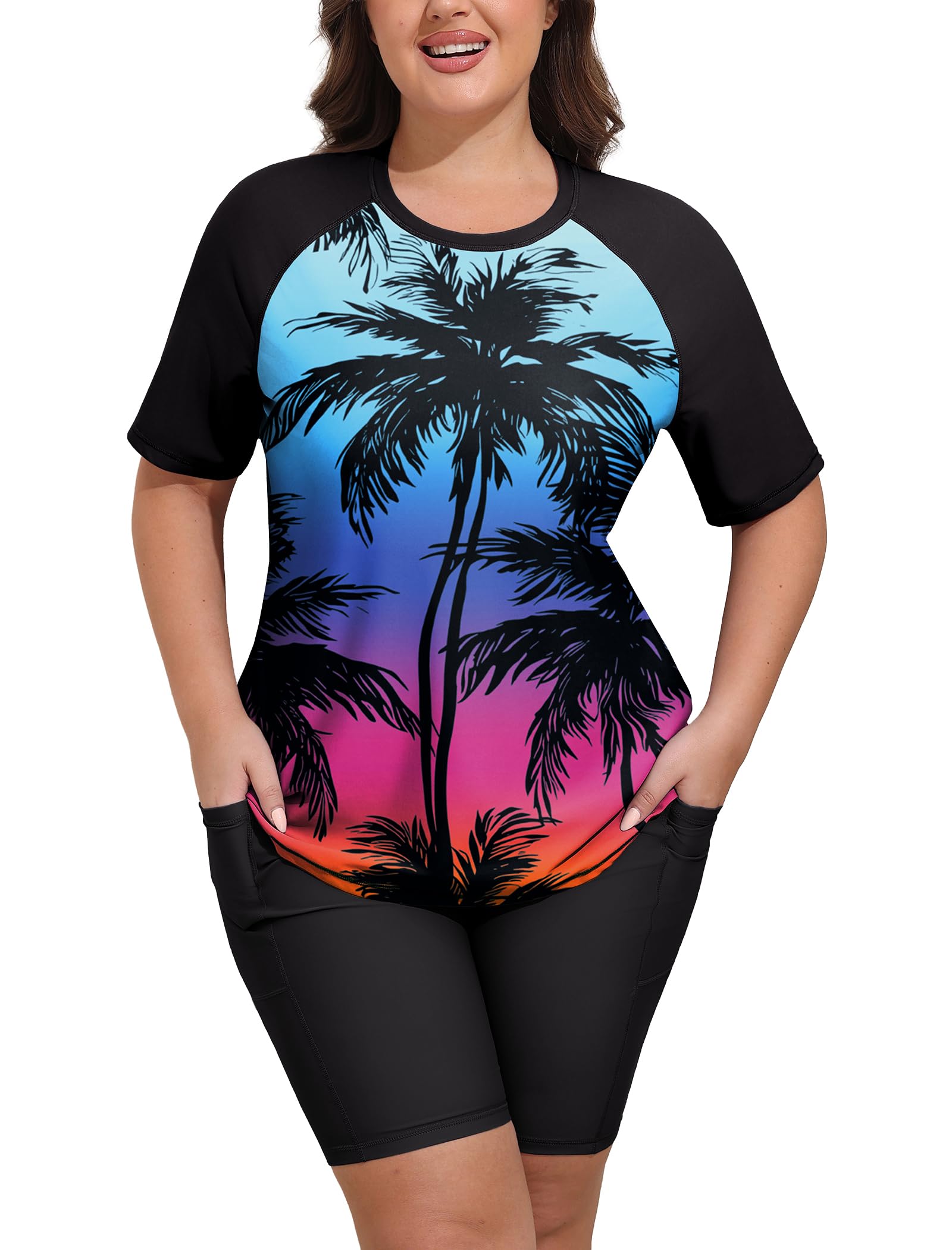 Arolina Rash Guard for Women 2 Piece Swimsuits UPF 50 Swim Shirts with Boyshorts Modest Bathing Suit Swimwear