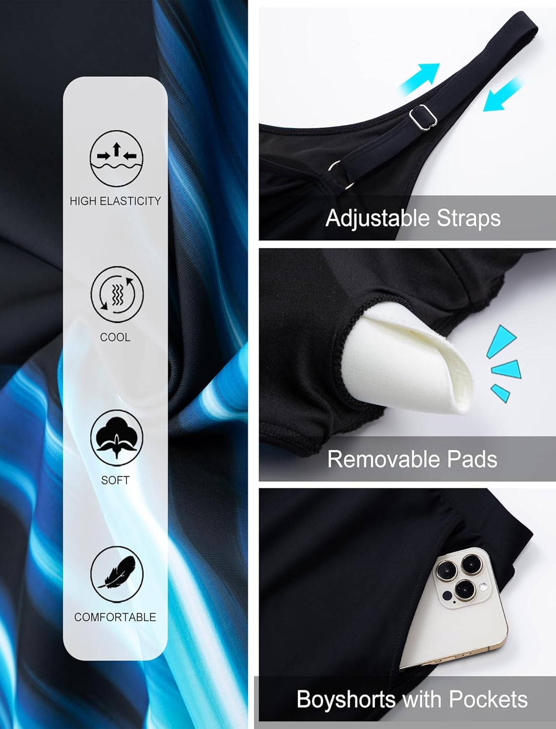 Arolina Women's Plus Size Tankini Swimsuits Two Piece Tummy Control Bathing Suits Hide Belly Swim Dress with Boy Shorts