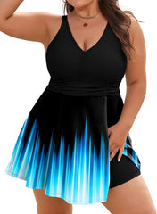 Arolina Women's Plus Size Tankini Swimsuits Two Piece Tummy Control Bathing Suits Hide Belly Swim Dress with Boy Shorts