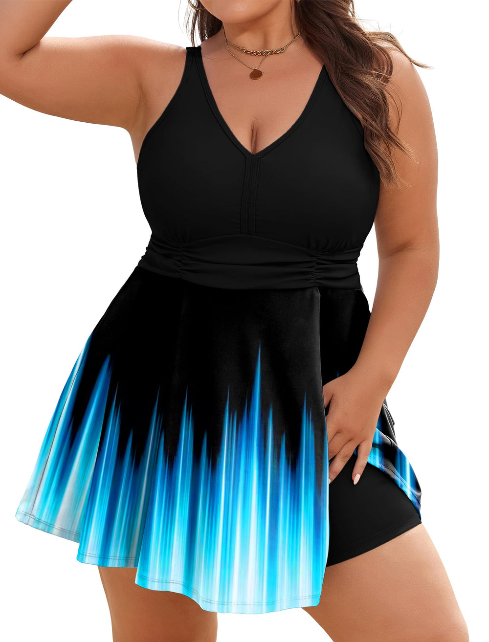 Arolina Women's Plus Size Tankini Swimsuits Two Piece Tummy Control Bathing Suits Hide Belly Swim Dress with Boy Shorts