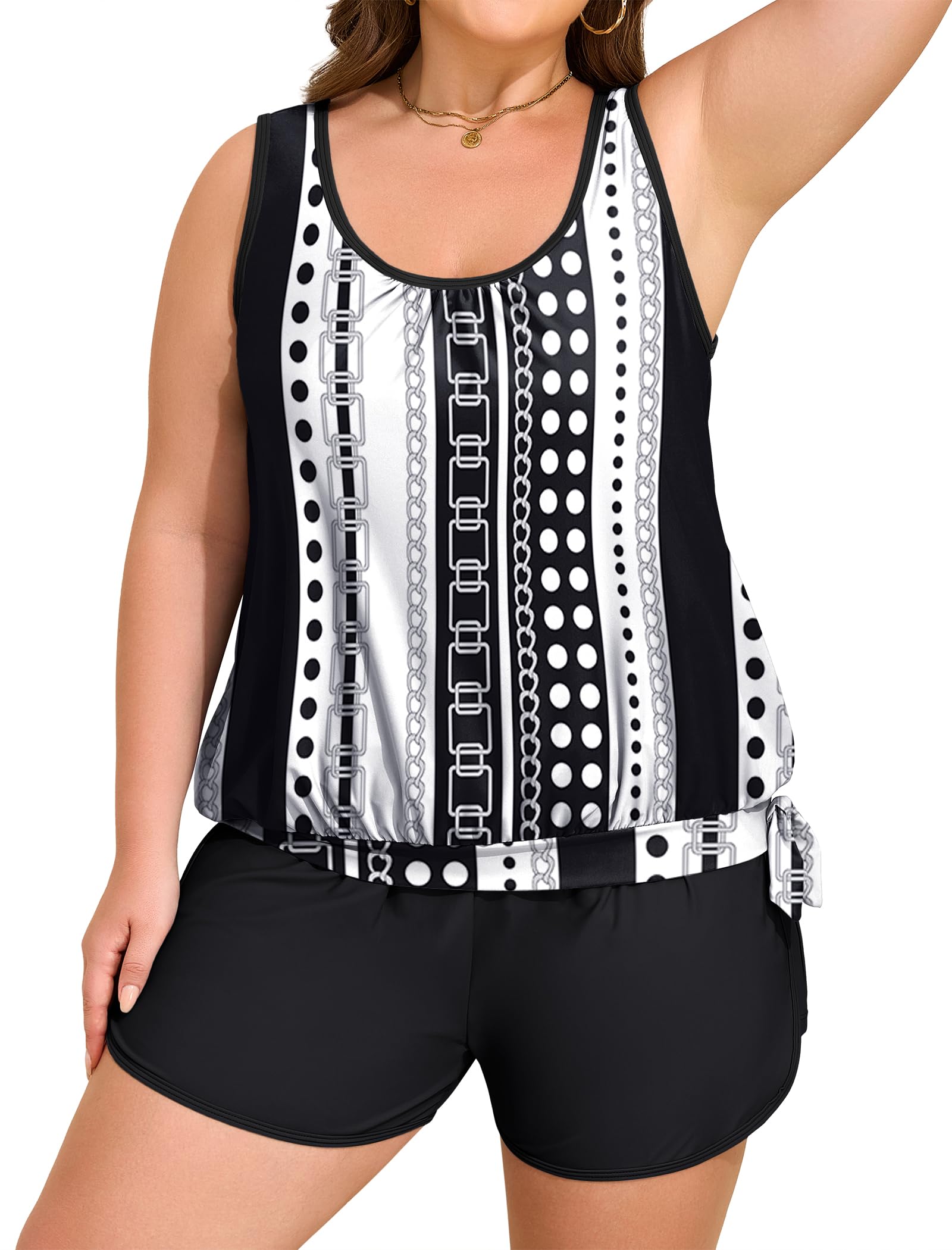 Arolina Blouson Tankini Swimsuits for Women Two Piece Modest Bathing Suit (S-24W)