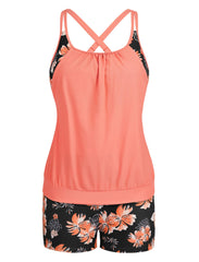 Arolina Tankini Swimsuits for Women Modest Two Piece Blouson Bathing Suit Tank Top with Boy Shorts Pockets (S-24W)