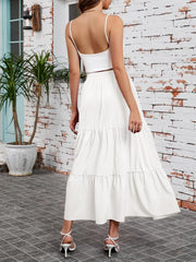 Arolina Maxi Skirt for Women Summer Boho Elastic High Waist Pleated A-Line Flowy Ruffle Swing Tiered Long Beach Skirt Dress