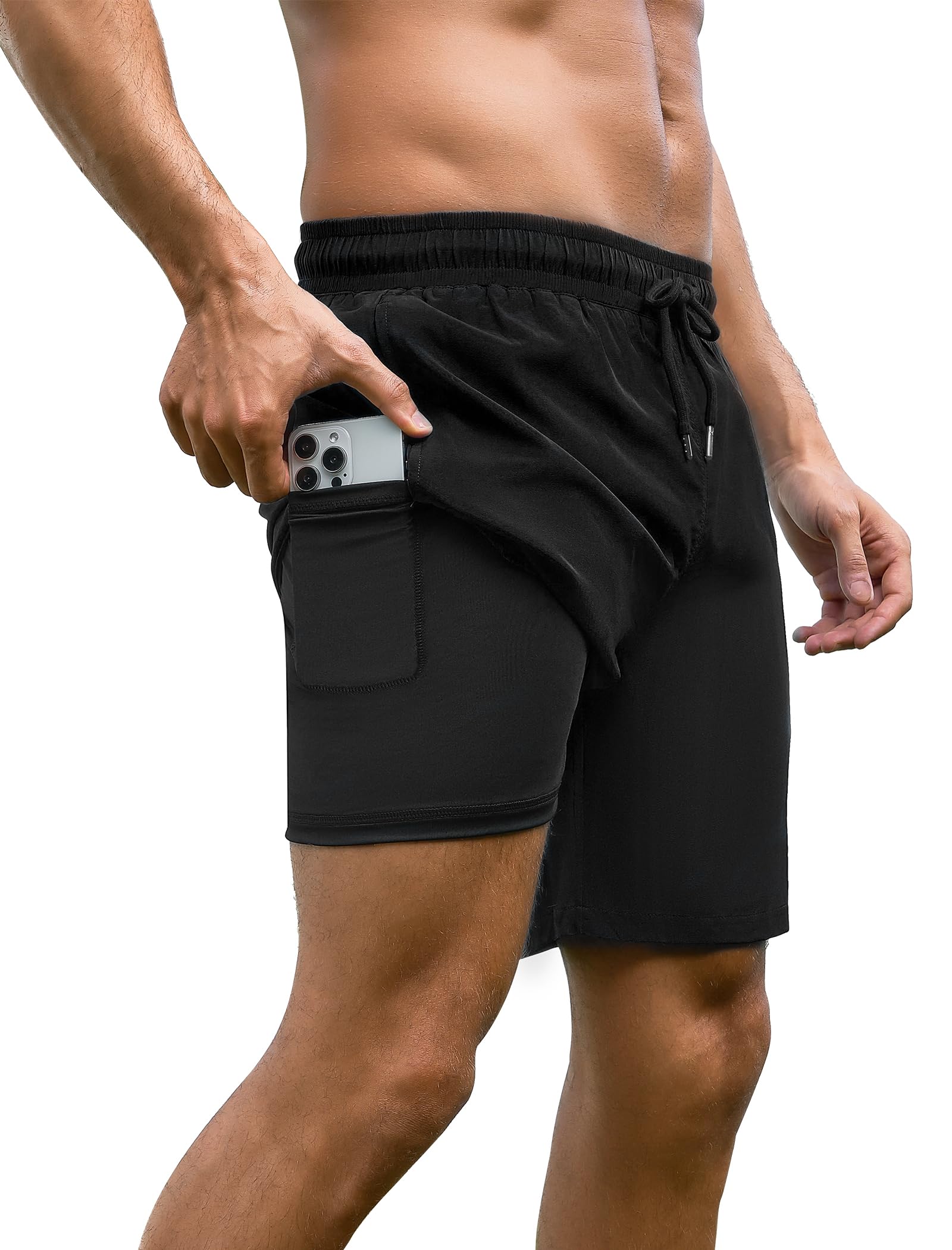 Arolina Mens Swim Trunks with Compression Liner 7 Inch Quick Dry Board Shorts Bathing Suits Swimwear