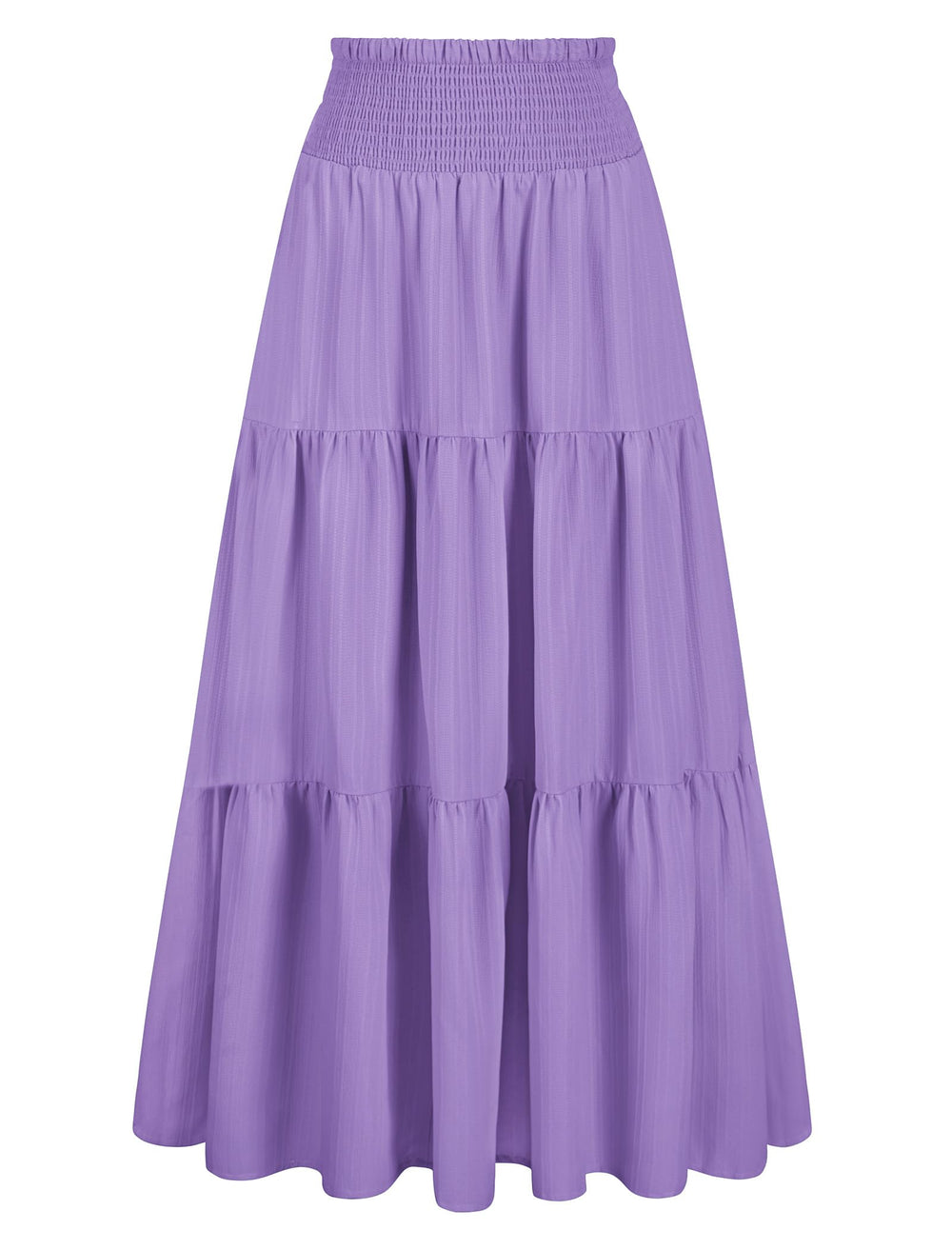Arolina Women's Summer Maxi Skirt Flowy Smocked High Waist Boho Long Skirts | With pockets, Casual, Ankle length, Lined to prevent see-through, Tiered, Has texture, Lightweight, Soft, Loose, Elastic
