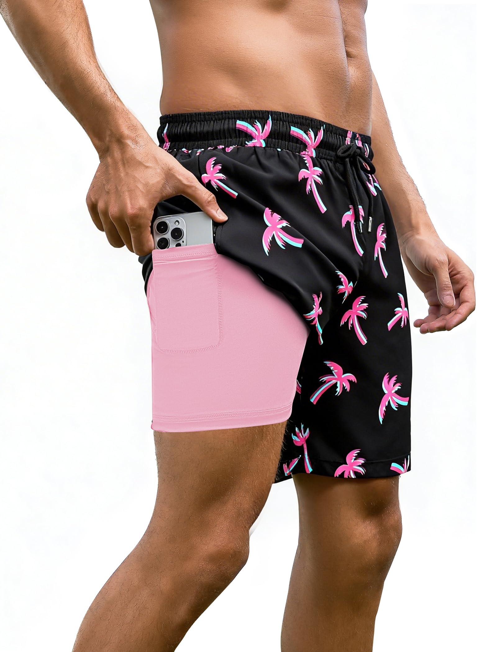 Arolina Mens Swim Trunks with Compression Liner 7 Inch Quick Dry Board Shorts Bathing Suits Swimwear