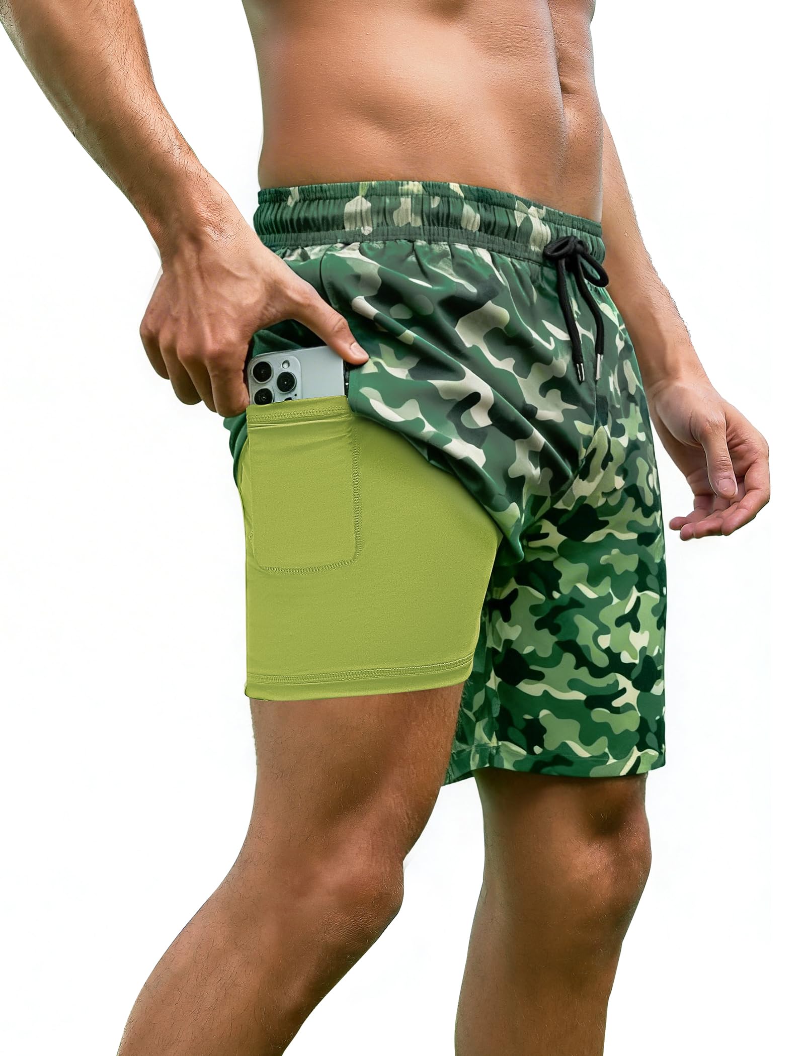 Arolina Mens Swim Trunks with Compression Liner 7 Inch Quick Dry Board Shorts Bathing Suits Swimwear