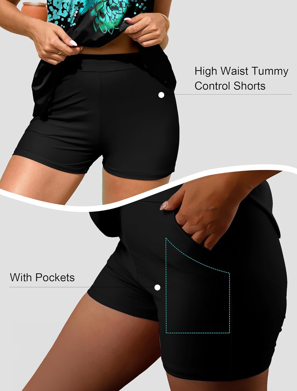 Arolina Womens Two Piece Swimsuit Ruffle High Waisted Tankinis Flowy Bathing Suit Modest Swimwear with Pockets (S-26W)