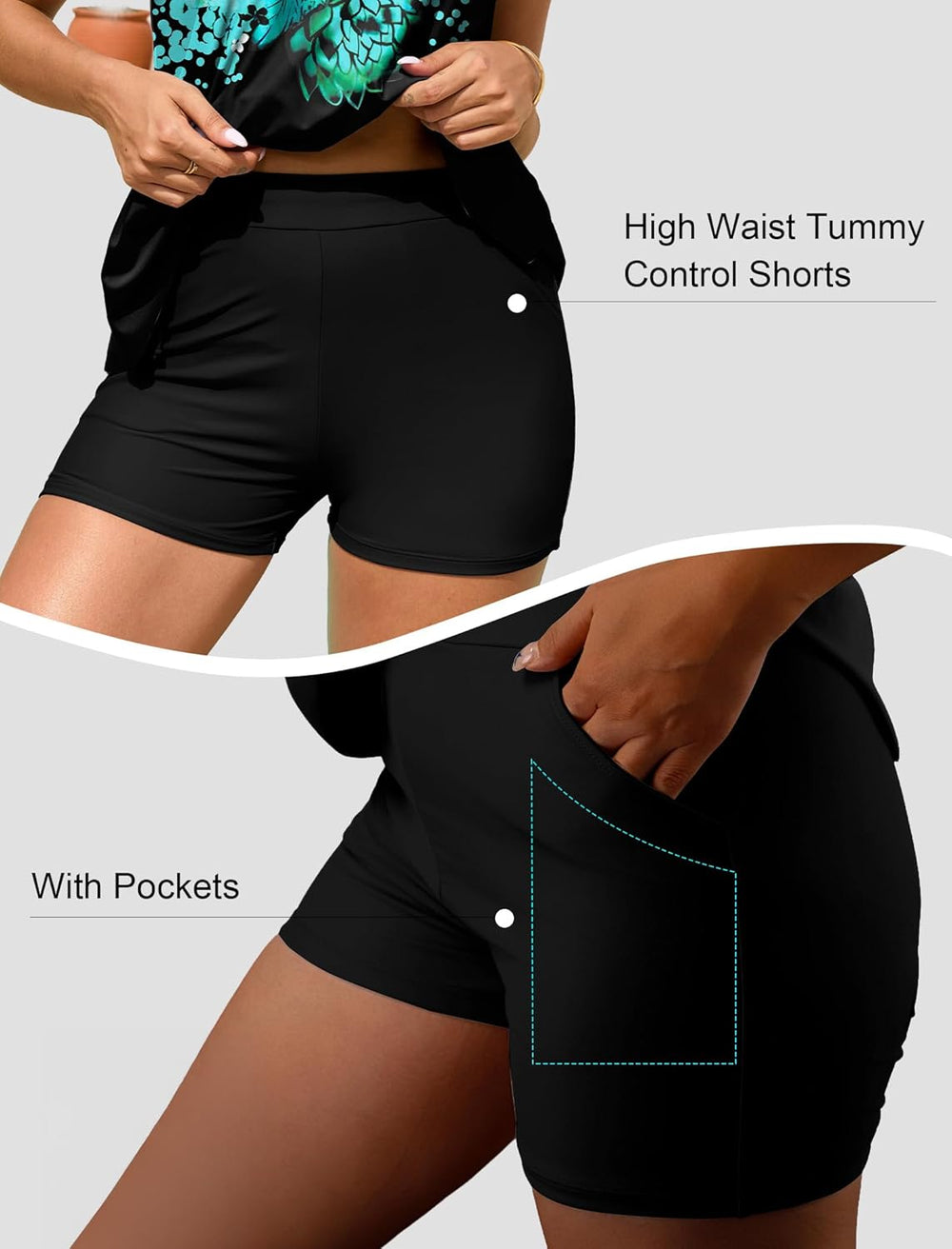 Arolina Womens Two Piece Swimsuit Ruffle High Waisted Tankinis Flowy Bathing Suit Modest Swimwear with Pockets (S-26W)