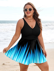 Arolina Women's Plus Size Tankini Swimsuits Two Piece Tummy Control Bathing Suits Hide Belly Swim Dress with Boy Shorts