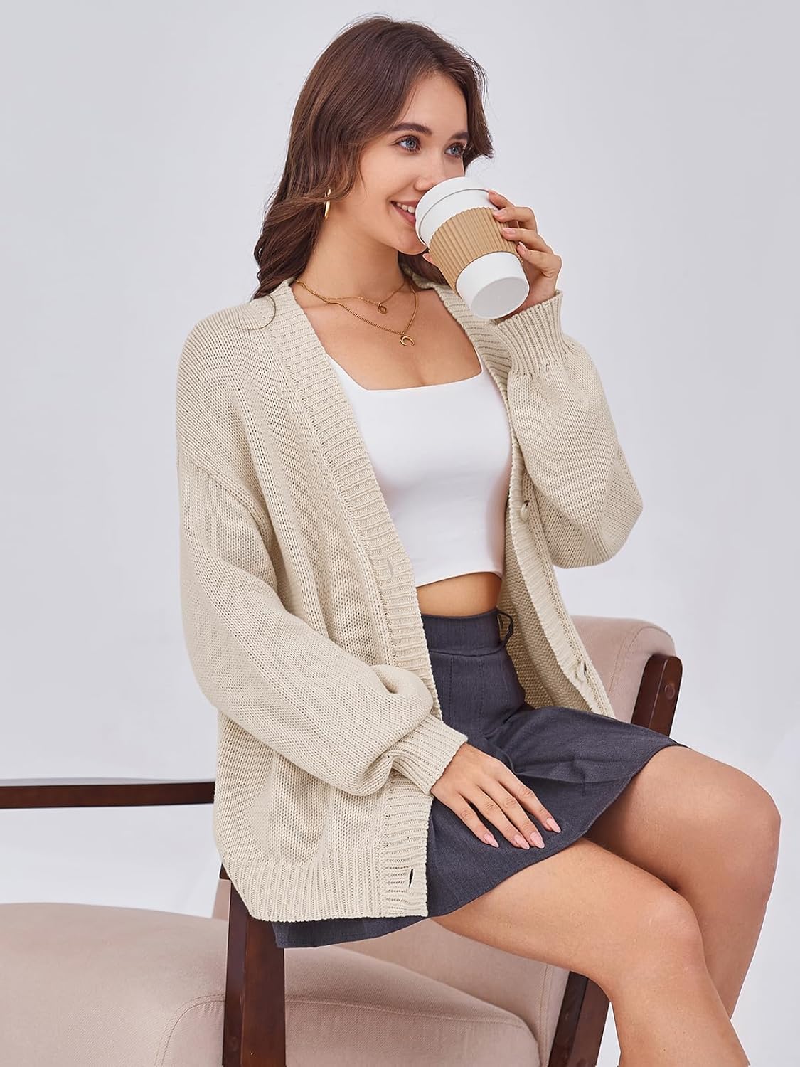 Arolina Cardigan Sweaters for Women Chunky Knit Long Sleeve Button Down Sweater 2025 Fall Trendy Oversized Jacket Coats