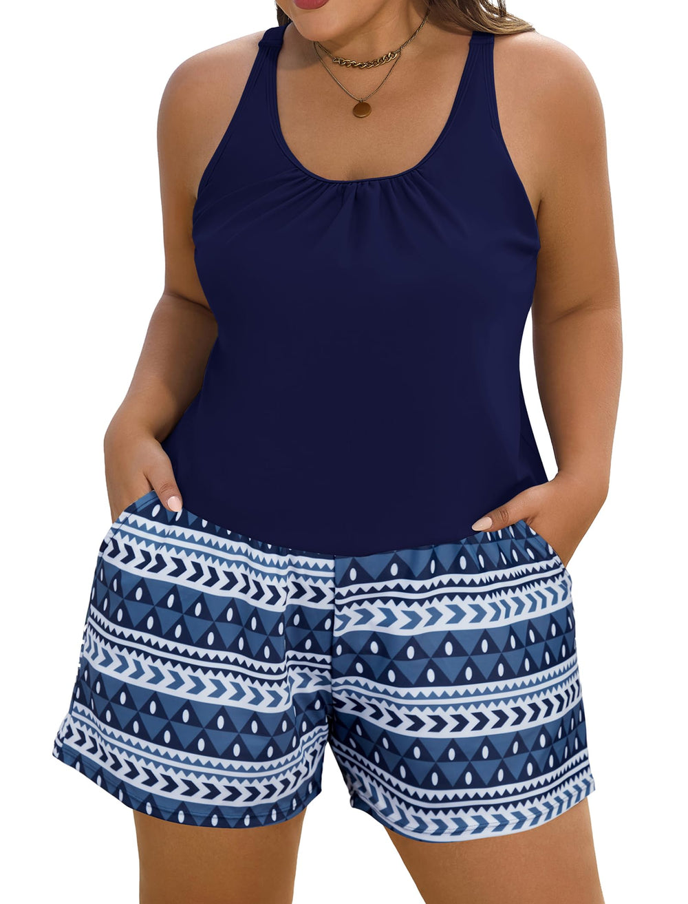 Arolina Women's Plus Size Swim Romper One Piece Swimsuits Modest Bathing Suit with Pockets (S-24W)