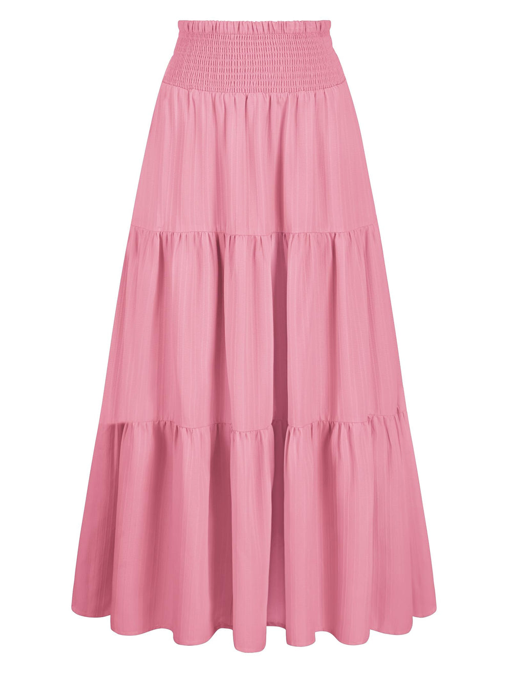 Arolina Women's Summer Maxi Skirt Flowy Smocked High Waist Boho Long Skirts | With pockets, Casual, Ankle length, Lined to prevent see-through, Tiered, Has texture, Lightweight, Soft, Loose, Elastic